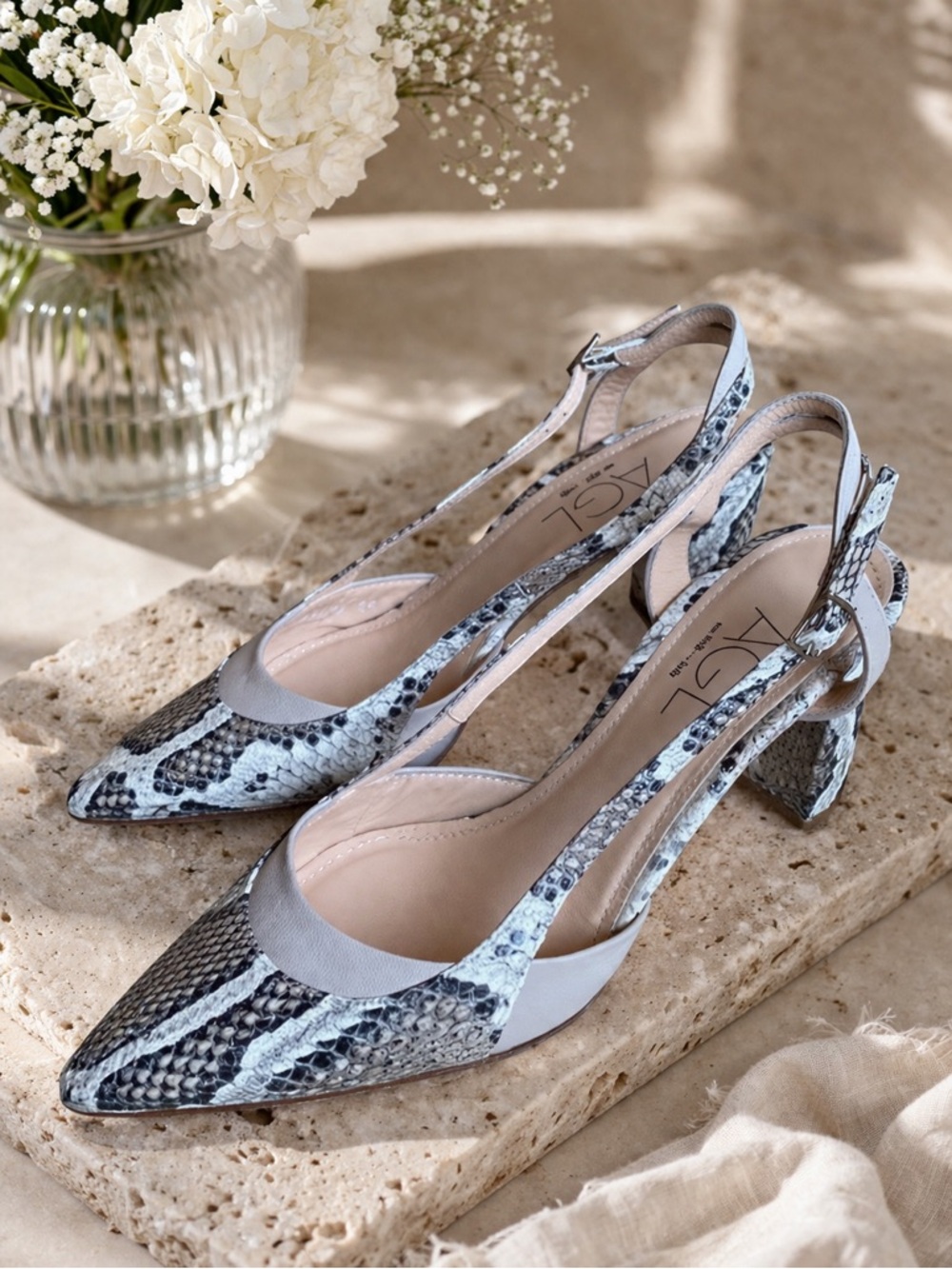 NIB AGL ATTILIO GIUSTI LEOMBRUNI Taupe Hidrangen Slingback pump 39